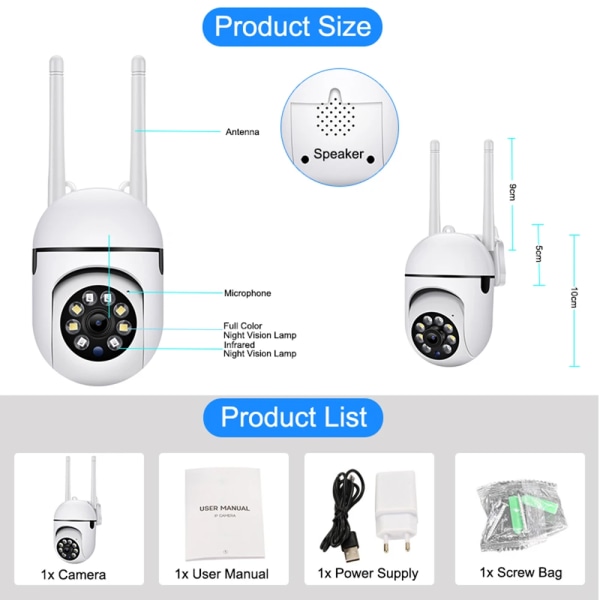 3MP 1/2/4PCS PTZ Wifi Kamera Säkerhet Smart IP Utomhus CCTV Övervakningskamera Autospårning Night Vision Tvåvägsljudmonitor AU Plug 1PCS Camera 64G