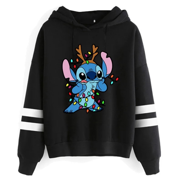 Estetisk Rolig Y2k jultröja Lilo Stitch Tecknad huvtröjor Dam Söt Stitch Anime Manga Hoody Kläder för kvinnor 59024 M