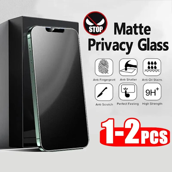 1/2kpl Mattesekretess Anti-Peep Härdat Glas För Iphone 15 14 12 11 13 Pro Max 14 15 Plus Glas S Frosted Skärmskydd Filmer For iPhone 14 ProMax 2pcs