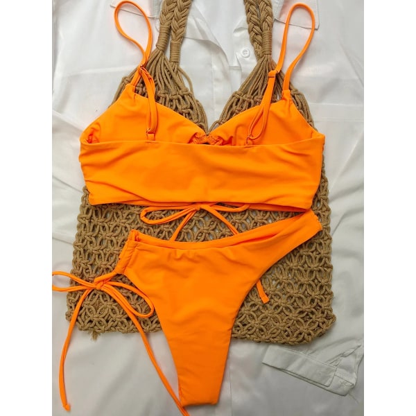 Sexig Micro Bikini Dam Baddräkt 2023 Push Up Badkläder Dam Sommar String bikini Set Simning för Kvinnlig Baddräkt Strandkläder Orange M