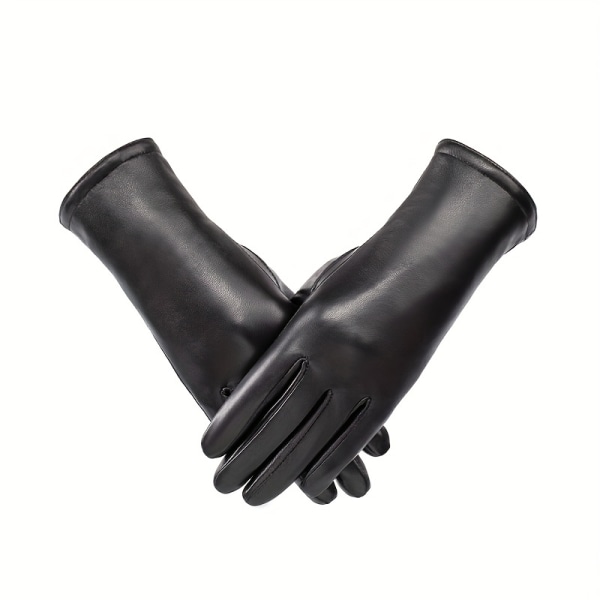 Vattentäta handskar i äkta läder Vintersvart Plus Sammetsvärmare pekskärmshandskar Vinter Utomhus Cykling Körning Sporthandskar Black L