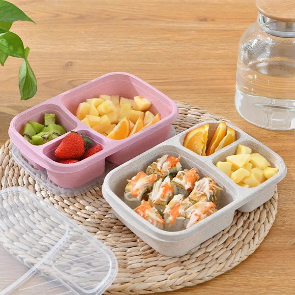 Separat Lunchlåda Bärbar Bento Box Lunchbox Läcksäker Matbehållare Mikrovågsugn Ugnsform för Barn Skola Vuxen Kontor blue 1