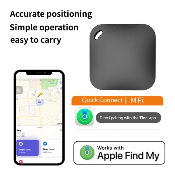Mini spårningsenhet för Apple Hitta min nyckel Smart Tag Child Finder Pet Bil GPS Lost Tracker Smart Bluetooth Tracker IOS System black