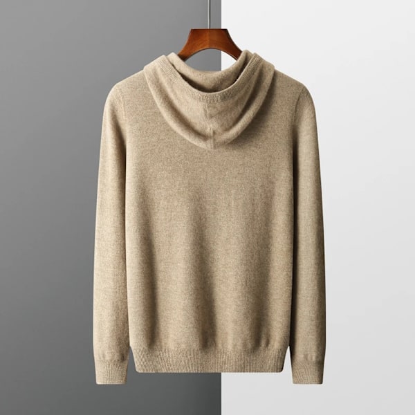 Mvlyflrt Mäns Ett Stycke Redo Att Bära Hoodie 100% Merinoull Stickad Sweatshirt Höst. Vinter Casual Stora Top Långa Ärma camel S(50-60)kg