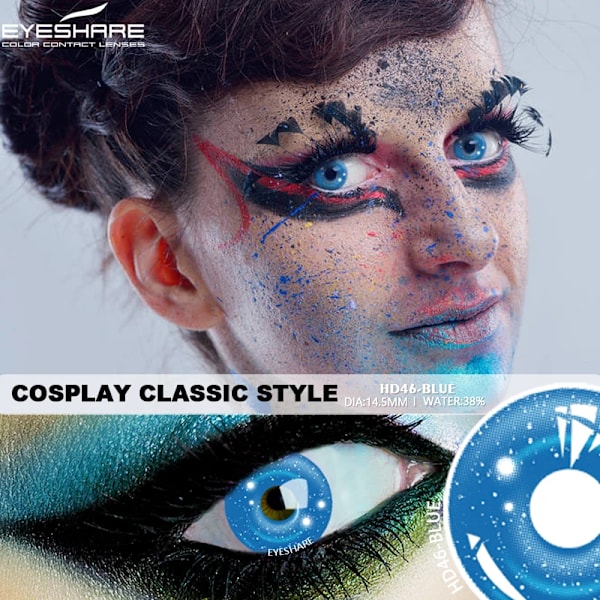 Eyeshare 2 kpl Cosplay Värilliset Piilolinssit Anime Piilolinssit Siniset Silmälinssit Vuosihullut Halloween Meikki Eup Värikäs Linssi HD44-BLUE