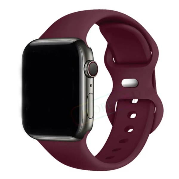 Silikonrem för Apple Watch Band 44mm 40mm 45mm 42-38-41mm original 1:1 armband iwatch series 8 7 se 3 4 5 6 9 ultra 2 49mm 37 Wine Red 38mm-40mm-41mm S-M