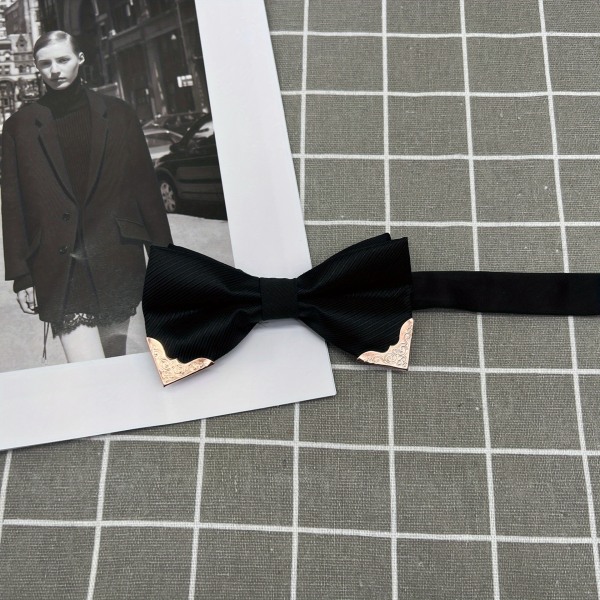 Enfärgad fluga för män för formell kostym Black Tie + Gift Box