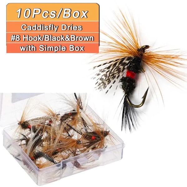 5/10/20 stk. Insekter Fluer Fiskefluer Dragonfly Topwater Agnsfisk Tørre Fluer Ørred Kunstige Caddisfly Tørre 10pcs