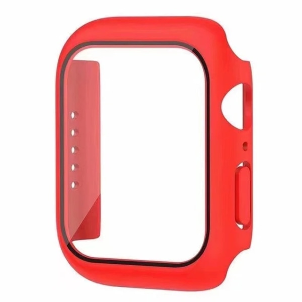 Härdat glas+ cover för Apple Watch 9 8 7 41 mm 45 mm 42 mm 38 mm PC-bumper Case iWatch series 6 5 4 se 44 mm 40 mm 2 Red Series456 SE 40MM