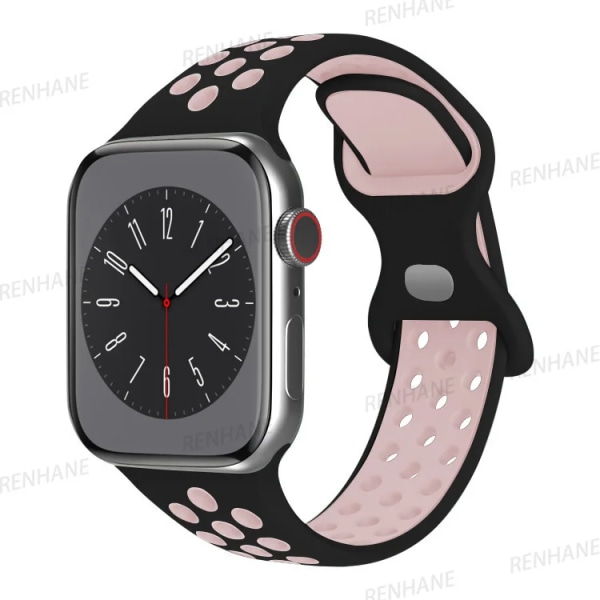 Sportrem för Apple Watch Ultra 49mm Series 9 8 7 41mm 45mm 44mm 40mm 38MM 42MM Andningsbart handledsarmband iWatch 6 SE 5 3 Band 14 Black powder Ultra 49mm