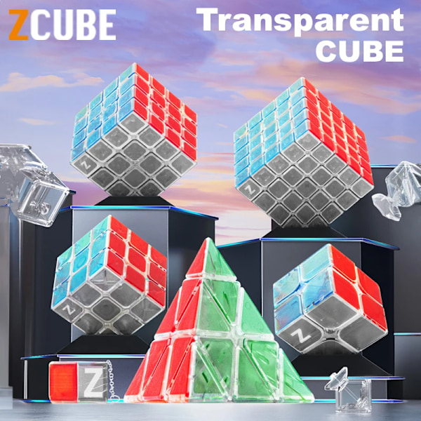 Zcube Transparent Magic Cube 3x3x3 2x2 4x4 5x5 Pyraminx Professionel Hastighedspuslespil Legetøj til Børn Gave 3x3 Speedcube Magico Cubo 4x4x4 Stickerless