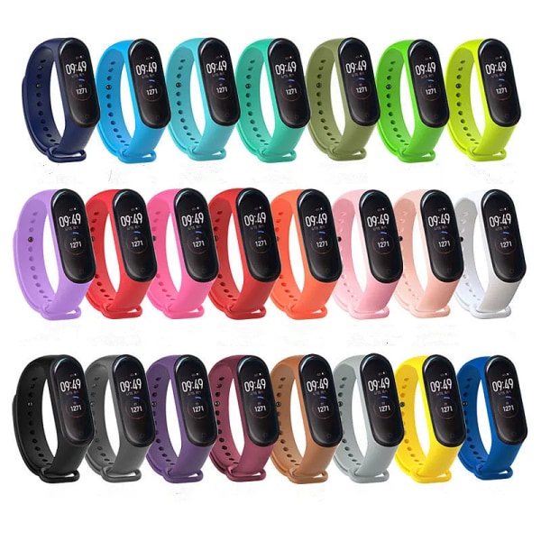 Rem för Xiaomi Mi Band 5 4 3 6 7 nfc Silikon Armband Armband Ersättning för Xiaomi Band 4 5 6 7 nfc handledsfärg TPU-rem C32 For MI band 6