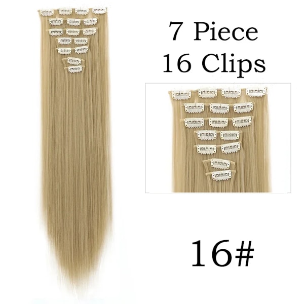 22Inchs 16 Clips I Hår Extensions Lång Rak Frisyr Syntetisk Blond Svart Frisyr Värme Resistenta Falskt Hår 16 24inches