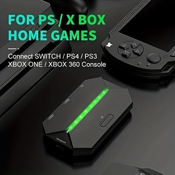 G6L RGB bakgrundsbelyst spelkontrollomvandlare, TYPE-C USB tangentbord och mus LED-adapter/konverterare för PS4/Xbox One/Xbox 360/Nintendo Switch/PS3 Black