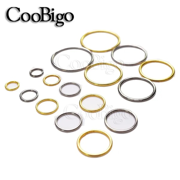 50 st Metalliska BH-Remmar Justerbara Spännen Underkläder Glidare Ringar Klämmor för Lingeri Justering DIY Tillbehör Storlek 6mm~25mm Gold Rings 15mm