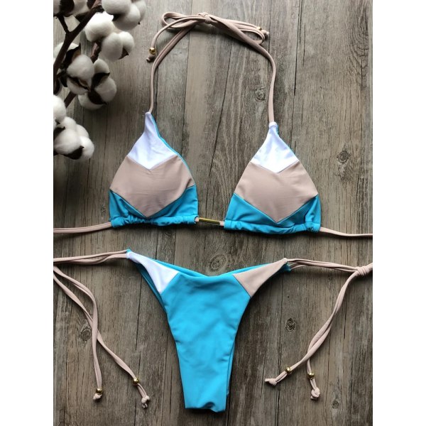 2023 Sexig Bikini Flerfärgad Baddräkt Dam Badkläder Push Up Ribbad Bikini Set Brasiliansk Baddräkt Beach Wear Badar Biquini hei kaqi bai S