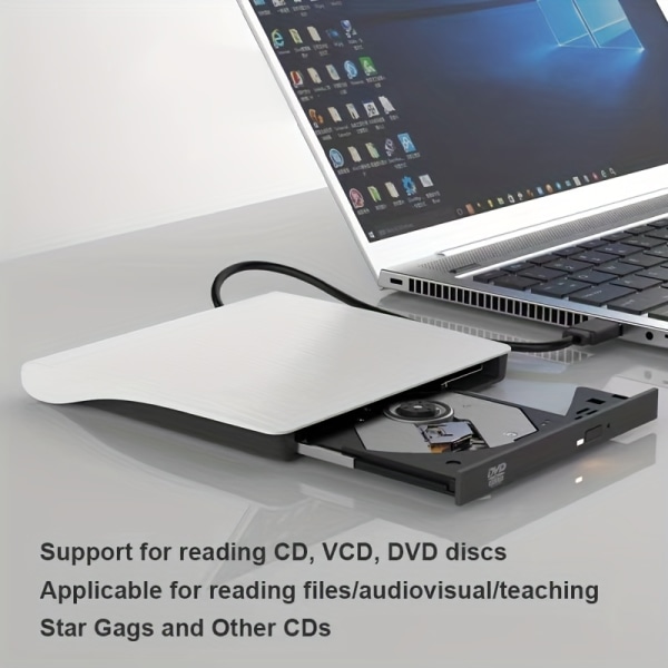 Produkt Extern CD-enhet 7,62 Cm-gränssnitt CD-enhet DVD-svart, Laptop Desktop Integrerad Universal CD-brännare CD Mobil CD-enhet Extern spelare Black