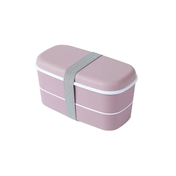Ny bärbar läcksäker mat dubbellagers Bento Box Lunchbox för barn Matbehållare Matförvaring Snack pink 500ml