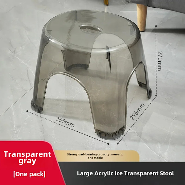 Transparent Akryl Liten Avföring Hem Användning Skor Byter Bänk Barns Avföring Vardagsrum Kaffebord Sida Plast Bod Plastic stool large-transparent Gray