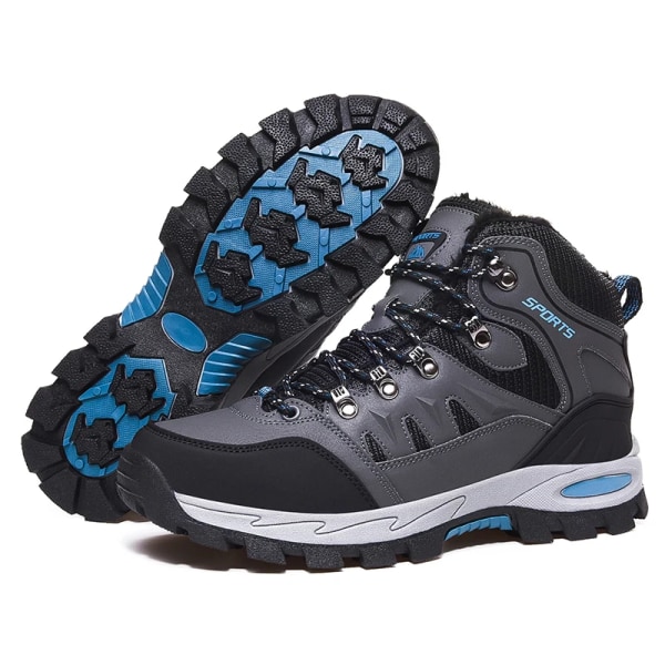 Vandringsskor för män Plyschfoder Håll värmen Vinter Basic Boots Outdoor Sneakers Unisex Plus Size 45 46 Klassisk design Promenadskor GRAY 39