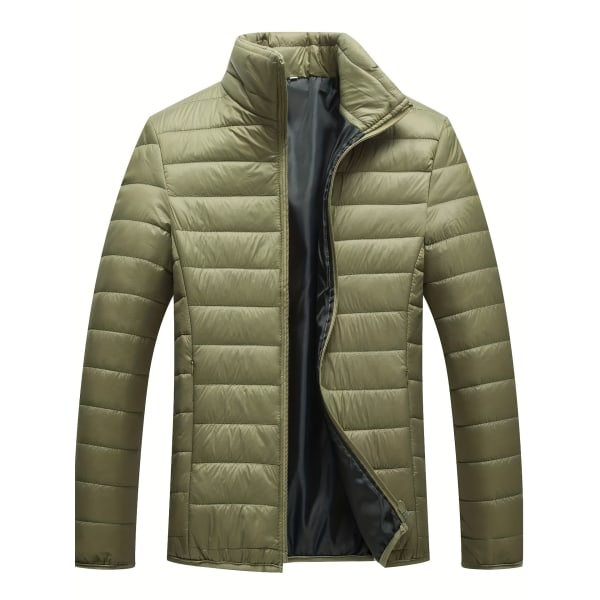 Varm vinterjacka för män, casual jacka med stativ krage för höst och vinter Army Green XXS(42)