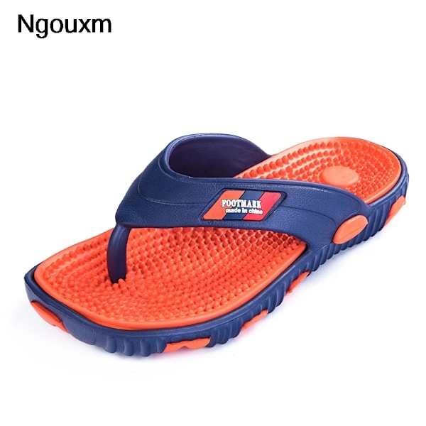 Ngouxm Kesä Suuri Koko Nuoret Topper Miehet Hieronta Liukumaton Cool Ulkopuoli Flip Flops Hengittävä Paksu-Varvas Sandaalit - Tossut Miehille orange 3 8