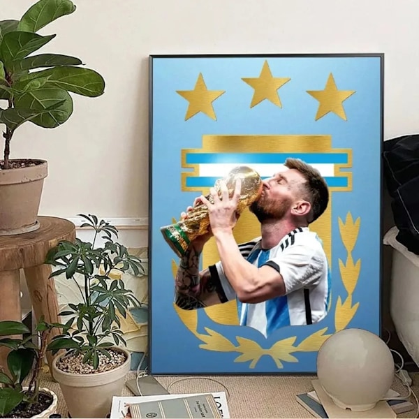 Jalkapalloilija M-Messi Taustakuva Juliste Klubi Baari Juliste Seinä Taide Canvas Maalaus Makuuhuone Tutkimus 9 20x30cm no frame