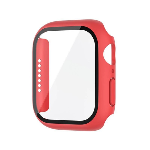 Härdat cover för Apple Watch Case 45mm 41mm 44mm 40mm 42mm Skärmskydd för iWatch Tillbehör serie 9 4 5 6 SE 7 8 Red Series 3 2 1 38mm