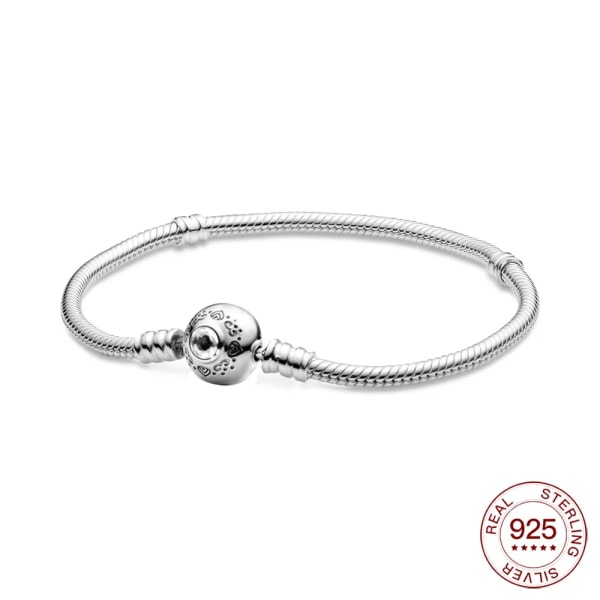 Nytt 925 sterling silver armband hjärta armband glänsande zirkon prinsesslilja armband för kvinnor passar original charm smyckesgåva PAB043 16cm