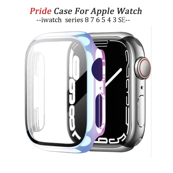 Glas+ cover För Apple Watch Case 44mm 40mm 42-41mm 45mm Bumper Screen Protector apple watch series 9 8 7 6 5 4 3 se Tillbehör E Rose Pink 32 Series 654 SE 40MM