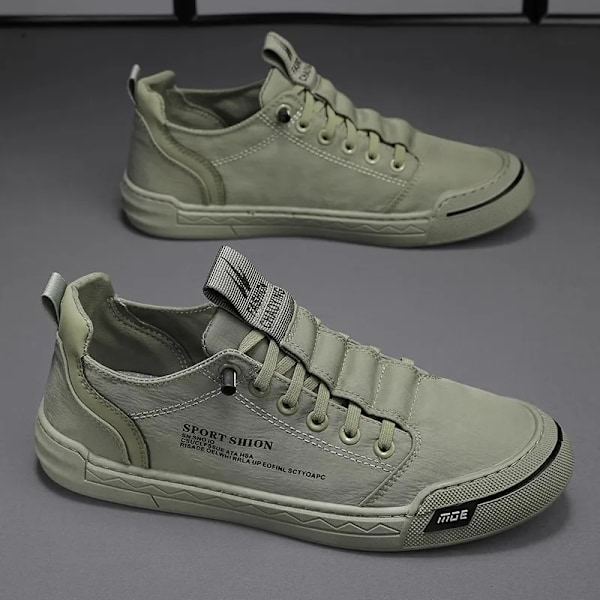 Män Canvas Skor Mode Bekväm Lätta Sneakers Runt Huvud Halkfria Platta Går Körning Loafers Zapatillas Hombre green 40