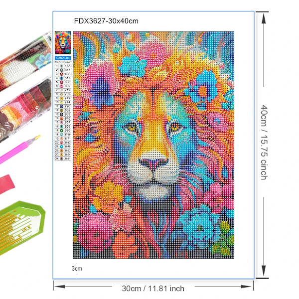 5D Diy Diamant Målning Blommor Och Djur Full Diamant Mosaic Broderi Tecknad Katt Hund Tiger Cross Stitch Kite Konst Hem Inredning FDX3627 20x30cm Round