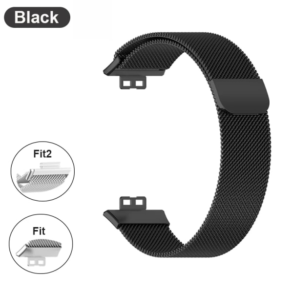 Metallband för Huawei Watch Fit/Fit 2 Rem med case TPU Skärmskydd Watch Fit Armband Milanese Magnetic Loop Watchband Black Band Huawei Watch Fit