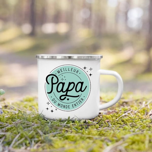 Bästa Pappa & Mamma I Världen Fransk Tryckt Mugg Utomhus Dryck Mjölk Kaffe Koppen Camping Emaljmuggar Festlig Födelsedagspresent Till Pappa Mamma UXH210042-A015WH-8 360ml