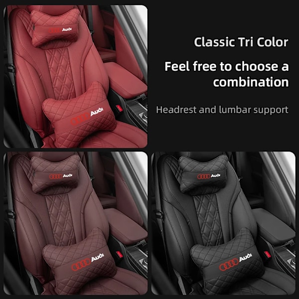 Bilhals Kuddar Bilhuvudkudde Support Seat Tillbehör För Audi Quattro A3 A4 A6 A5 Q5 A1 Q 7 Q3 Q2 Q8 A7 A8 Tt S1 Sq5 J Red Audi YZ