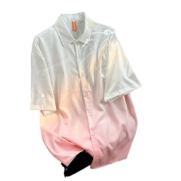 2024 Retro Skjorta Herr Sommar Hong Kong Stil Student Lös Nisch Design Roliga Nya Herrkläder Toppar Ytterkläder Purple M