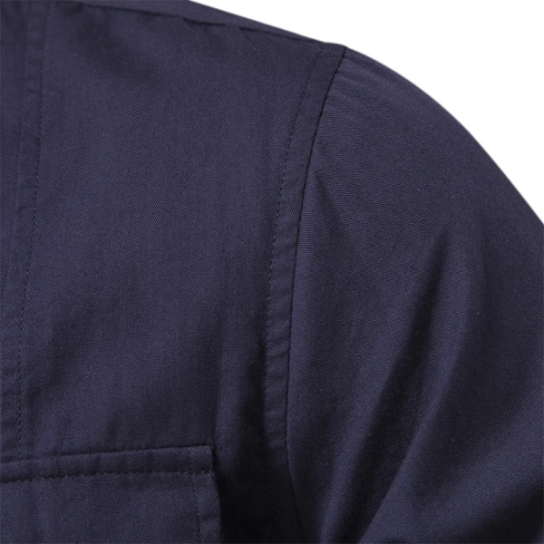 2023 New Autumn Military Style 100 % bomull fickskjorta för män Enfärgad Smal Casual Herrskjortor Långärmade Green XL
