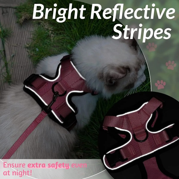 YOKEE Soft Mesh Små kattsele och koppel Set Justerbar väst Flyktäker för kattunge Enkel kontroll Reflekterande hundvalpar Pink XS