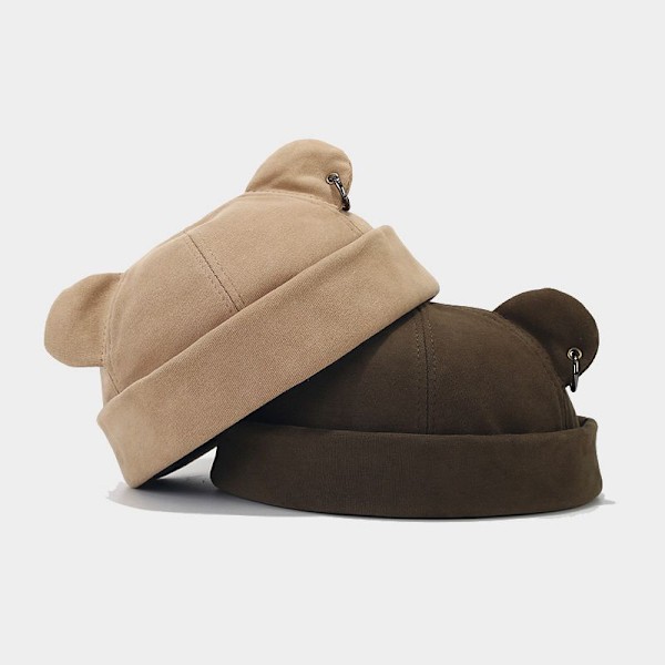 New Street Fashion Mäns Björn Öron Yupi Kinesiska Hyresvärden Kvinnors Trendiga Koreanska Stil Iron Hoop Hip Hop Bri Bri. Melon Hudhatta Brick Red M（56-58cm）