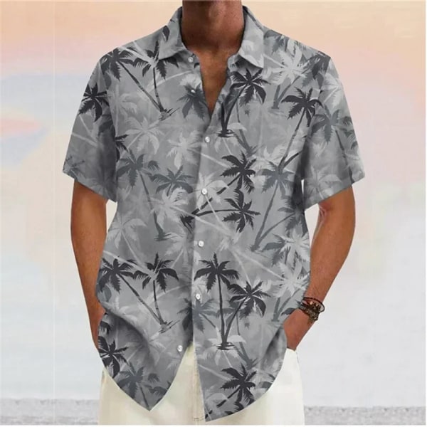 Sommar Hawaiiskjorta för män Blue Coconut Tree Kortärmad T-shirt Casual för män Modeknapp Strandbluskläder 0131-CS-21 XL