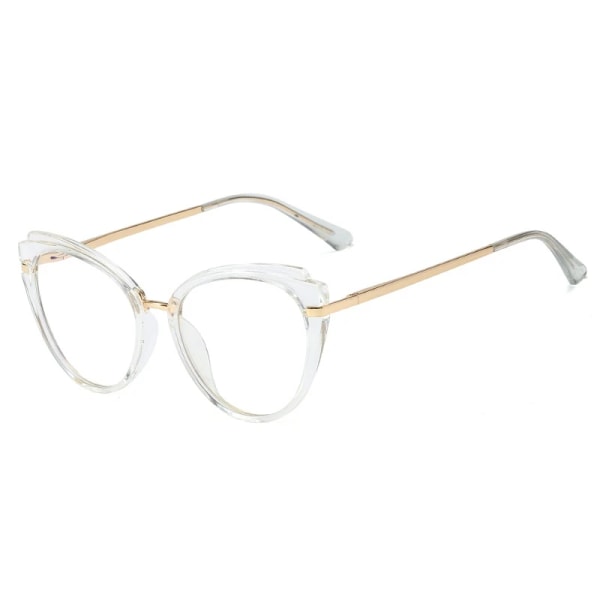 Läsglasögon Kvinnor Högkvalitativ Cat Eye Dioptri Glasögon Business Kvinnlig Presbyopic Glasögon Anti Blue Light Lins C2 White
