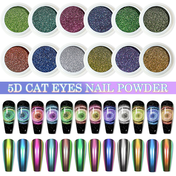 5D Magic Mirror Effekt Katteøje Pulver Magnetisk Negle Glitter Pigment Manicure Holografisk Krom Støv Kan Bruges Med Polish Gel 01