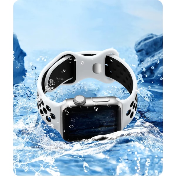 Sportrem för Apple Watch Band 44mm 40mm 42-38-41mm 45mm Air-hole silikonarmband iWatch Series 8/7 6 SE 5 4 3 Ultra 2 49mm Aoha black 12 38mm-40mm-41mm SM