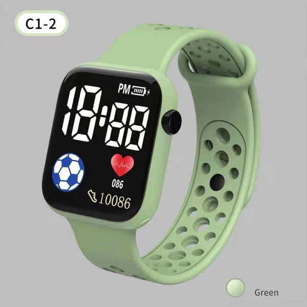 2023 LED digital watch för barn Pojkar Sport Vattentäta klockor Flickor Digital watch i silikon Casual Elektronisk Reloj för barn A-Green
