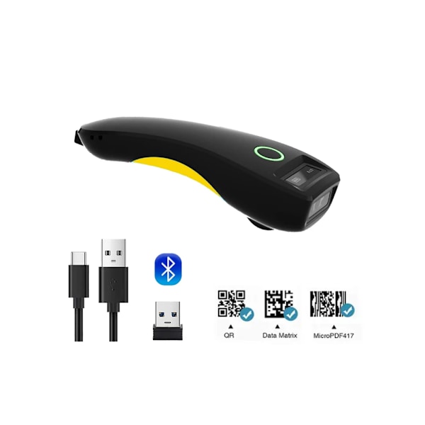 Viivakoodinlukija C70 Langaton 1D 2D CMOS-skanneri USB Bluetooth Mini Pocket QR-lukija IOS Android Windows Mobiilimaksua varten C70 2D Yellow