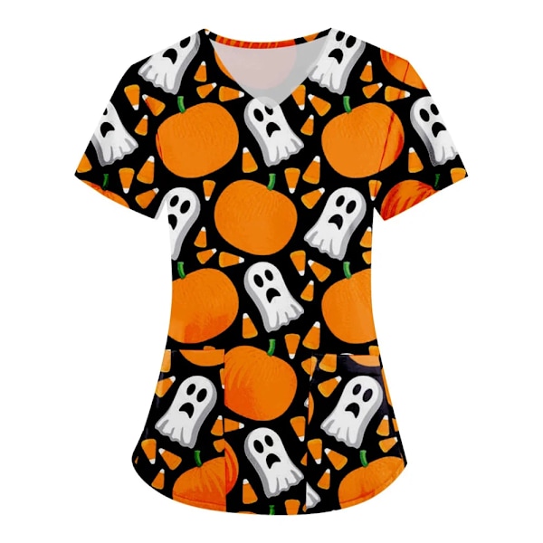 Sommer Halloween V-hals Kortærmet Pleje Medicinske Uniformer Skjorter Unisex Tee Hotel Hospital Læge Operation Scrub T-shirt BHSF1397 5XL