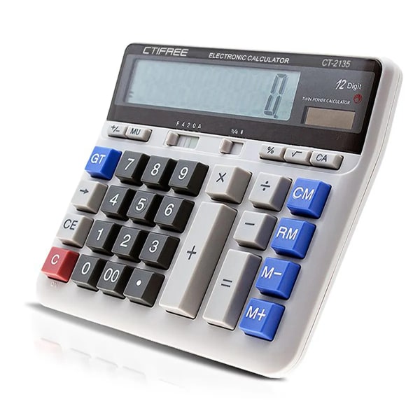 Dator elektronisk miniräknare Counter Solar & Battery Power 12-siffrig display Big Button Miniräknare för Business Office School Calculators