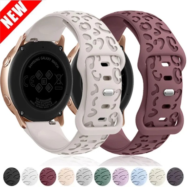 Leopard silikonarmband för Samsung Galaxy Watch 6/4/classic/5/ Pro/Active 2 Graverad rem Huawei GT 2 2e 20mm 22mm 18mm band Milk 4 22mm