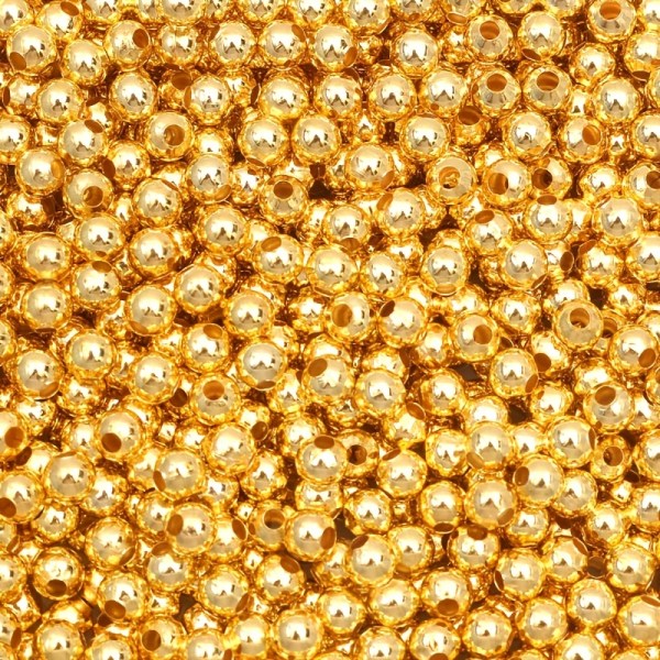 30-500 st Pläterade-guld metallpärlor Rund fröavståndsbricka Lös legeringspärlor för smyckenstillverkning DIY-armband halsringstillbehör Golden 6mm 100pcs