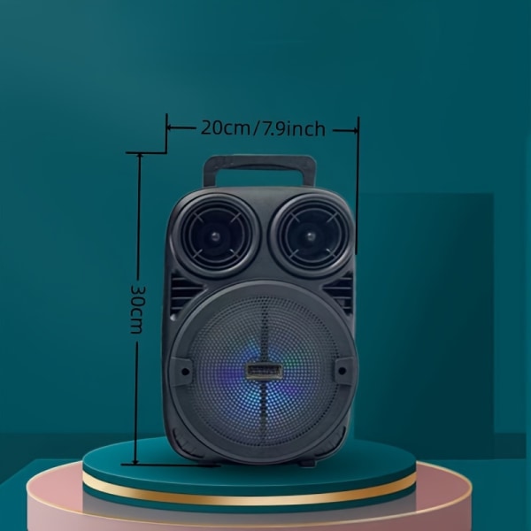 Trådlösa högtalare, trådlös TWS bärbar trådlös högtalare med lampor, 20,32 cm hög trådlös högtalare med subwoofer 10W stereoljud Black